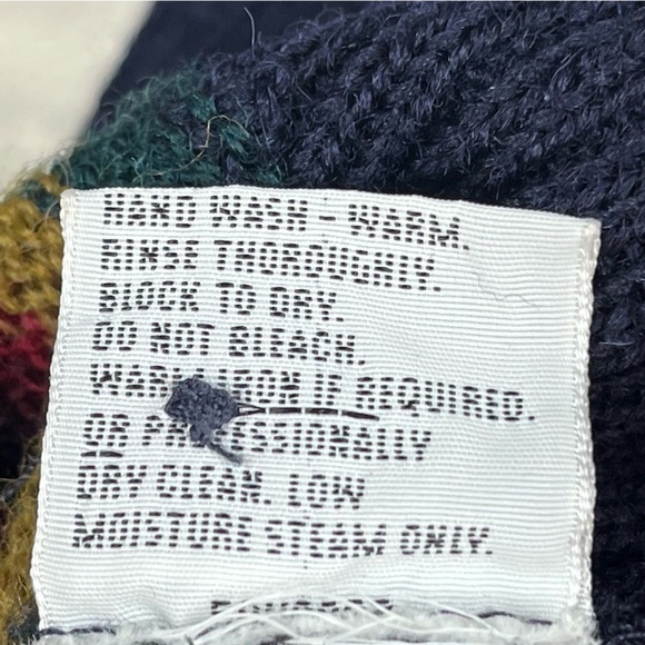 Vintage BRITISH WOOL NATURALLY Striped Button Up Cardigan Fair Isle Large Yellow - Picture 4 of 14